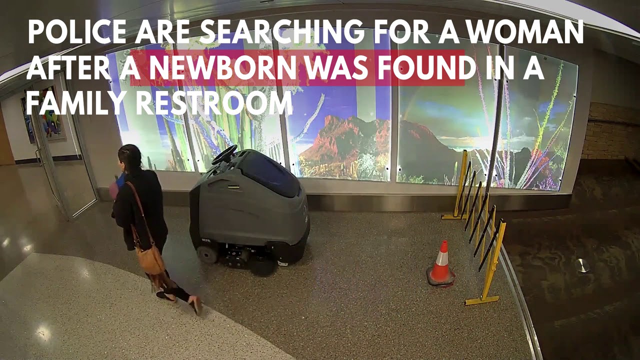Police search for woman who abandoned newborn baby at airport - YouTube