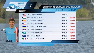 K1 Junior Men 500m - Final A / 2025 ICF Canoe-Kayak Sprint World Championships Montemor