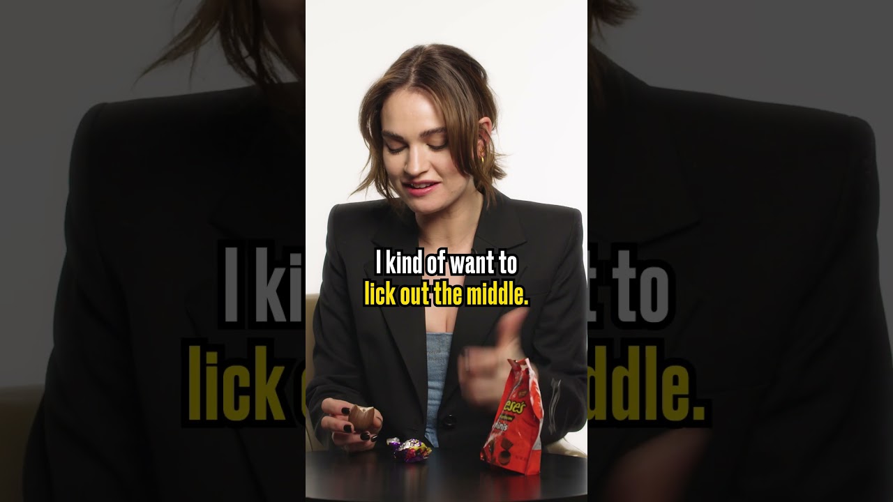 Lily James has HILARIOUS reaction to British chocolate 