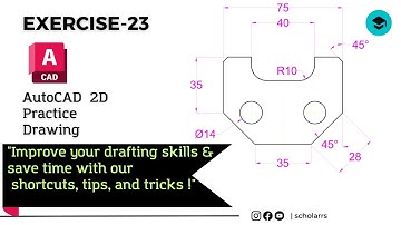 AutoCAD 2D Practice Drawing | AutoCAD Drafting | AutoCAD Tutorial | Exercise-23