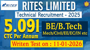 RITES LIMITED || Technical Recruitment - 2025