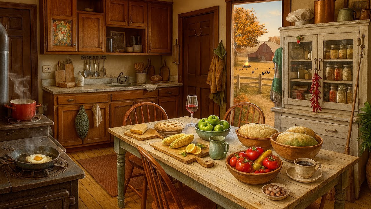 Grandma’s Farmhouse Kitchen in Autumn 🍂 | Cozy Cooking & Countryside Ambience