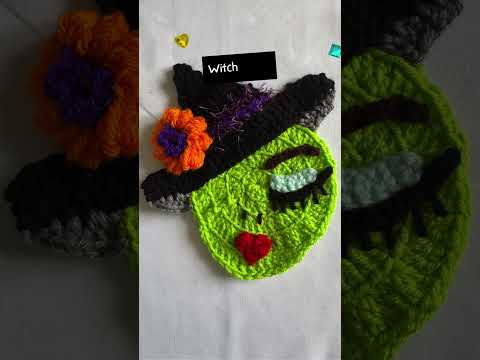 🍬👻🎃HALLOWEEN CROCHET COASTER (GLAM WITCH)  / STITCH-A-LONG AND WATCH!🍬👻🎃🦇