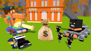 Steve-Tank And Alex-Tank And Police Vs Bandit-Tank And Robbers - Minecraft Animation