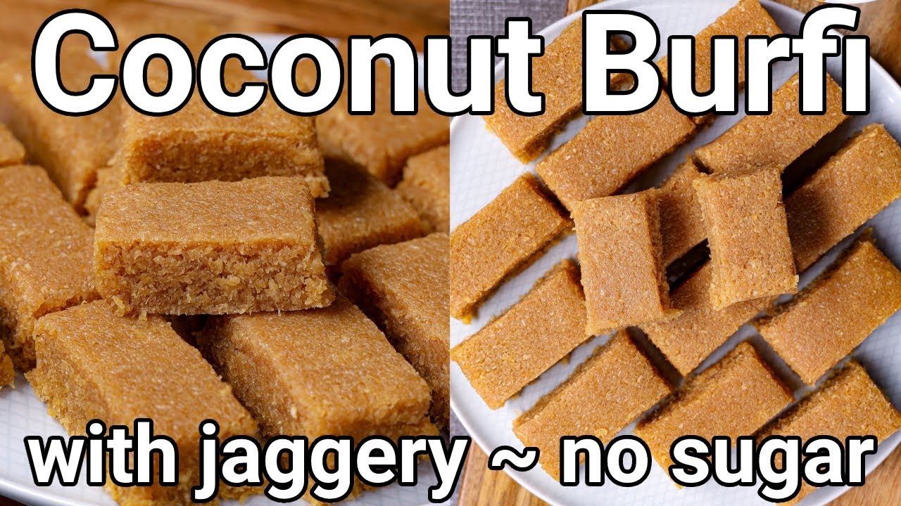 Coconut Jaggery Barfi in 20 mins - Healthy Sweet with Sugar alternative | Traditional Thengai Burfi | Hebbar | Hebbars Kitchen