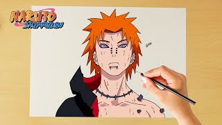 How to draw Pain (Nagato)- Anime drawing tutorial| Akatsuki |  Naruto Shippuden