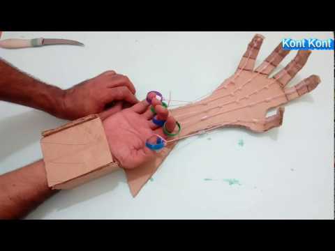 How to make a homemade robotic arm with rope / kartondan el yapma