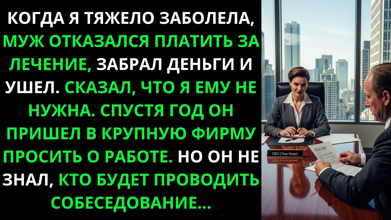 Муж бросил меня больную без денег. Год спустя он пришел на собеседование, не зная кто его проведёт.