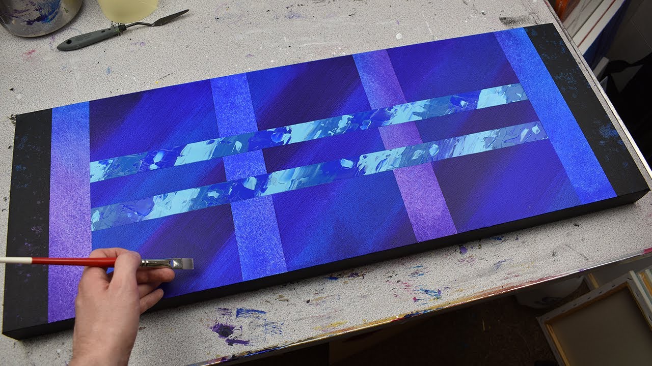 Abstract Acrylic Painting with Masking Tape - Acrylic Painting Time ...