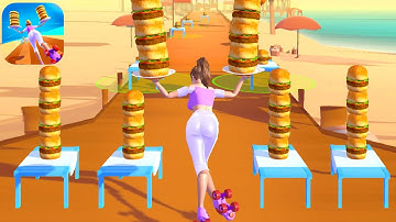 MAX LEVEL in Waitress On Roller 👸🍔 BIG UPDATE!! All Levels - iOS, Android Gameplay Walkthrough! #1