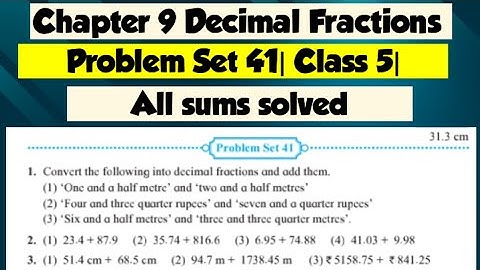 Problem Set 41| 5th Class| Chapter 9| Decimal Fractions|Maharashtra Board|