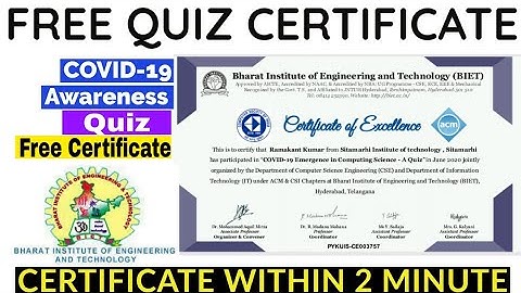 Free Quiz Certificate || COVID-19 Emergence In Computing Science || Certificate in 2 Minutes