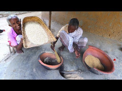 Download How village grandmother making puffed rice at home | homemade muri recipe | village house made muri