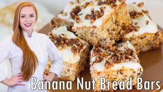 Full recipe here:
https://tatyanaseverydayfood.com/recipe-items/banana-nut-bars/ the
best banana nut bread bars you'll ever make! these are unbelievably
mois...