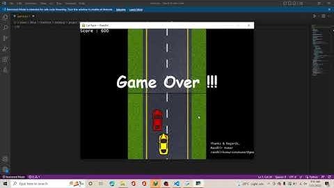 Car racing game using python | python project | pygame