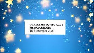 Oua Memo 00 - 092 - 0137 September 16, 2020