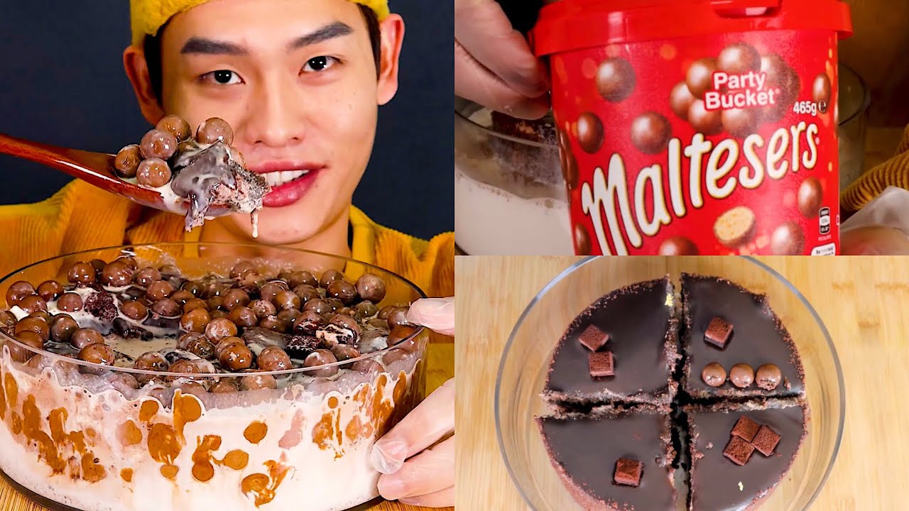 몰티져스 쇼콜라초코케이크 따뜻한생크림..너무맛있어.. 맛있는먹방~!! Maltesers,Chocolate Cake With Whipped Cream MuKBang~!!