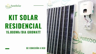 Kit Solar Fotovoltaico Inversor Growatt 15000Wh/Día