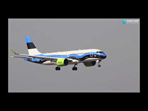 AIR BALTIC Airbus A220-300 ESTONIAN FLAG LIVERY IN MUNICH