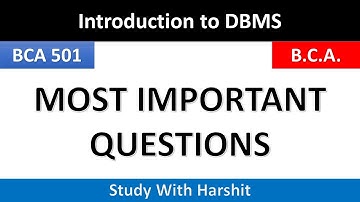 BCA 501 Most Important Questions Introduction To DBMS | 5 Semister BCA | CCSU