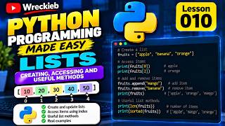 Python for Beginners #10: Python Lists and List Methods | Wreckieb
