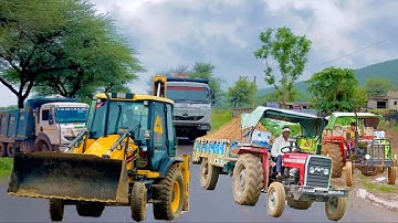 JCB 3dx Xpert loading Field Mud | Eicher 485 Tractor | Mahindra 275 Di with Trolley Tata truck #jcb