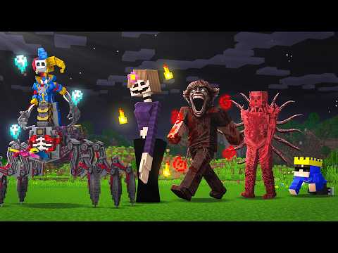 I Living SCARY ENTITIES Life For 24 Hours In Minecraft! [Part - 6]