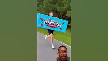 Running With Bigger And Bigger Feastables | #challenge #chocolate #mrbeast #running #shorts #video