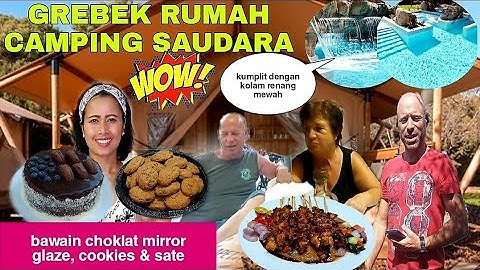 grebek rumah camping saudara/kumplit dengan kolam renang mewah/ bawain choklat glaze, cookies & sate