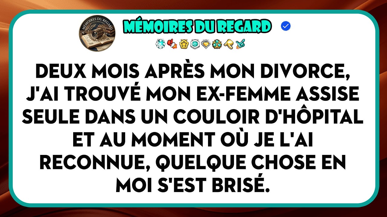 Le gobelet de café me brûlait les doigts quand je l'ai vue. Service post-opératoire B, chambre 214, mardi matin, onze heures quarante-sept. Émilie. Mon ex-femme, divorcée depuis deux mois, assise...