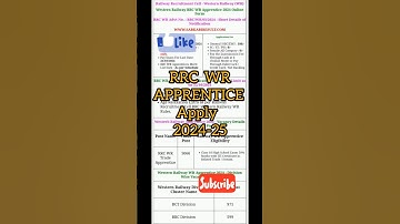RRC WR Recruitment 2024// RRC WR apprentice new update vacancy 2024/ #railway / #rrcwr