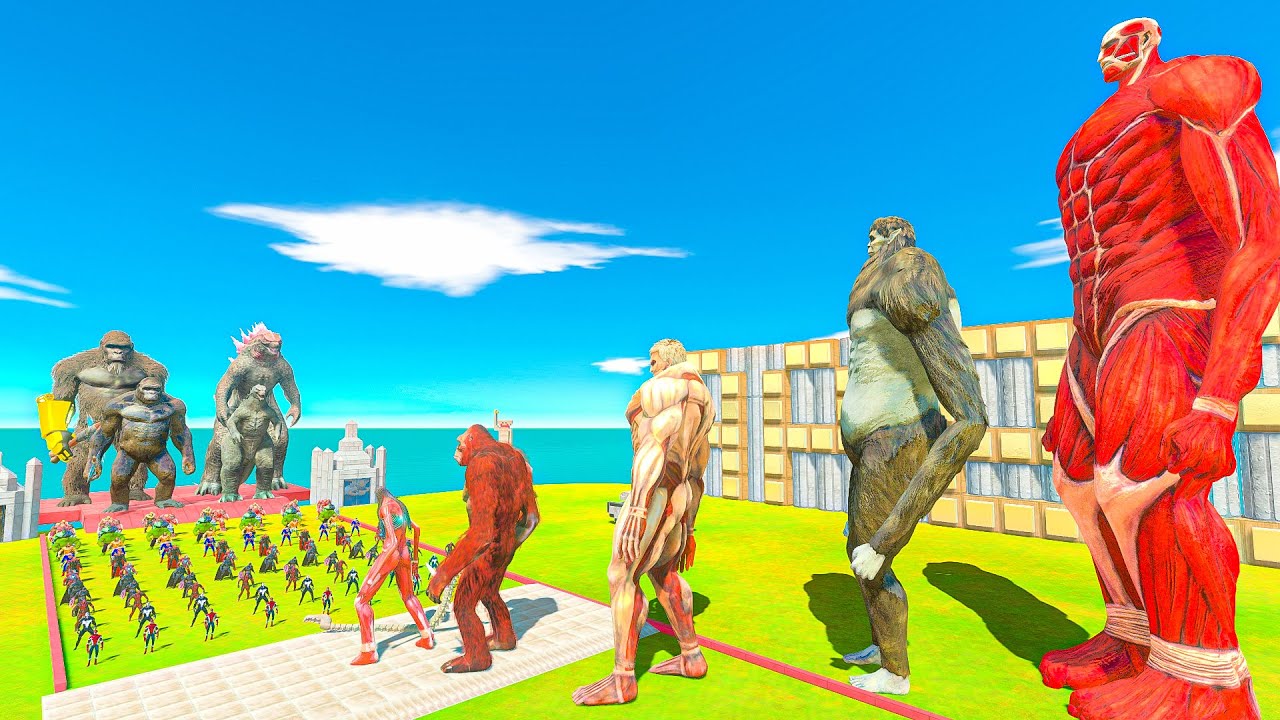 Kong x Godzilla revolt battle with Superheroes vs Titans Colossal - Animal Revolt Battle Simulator