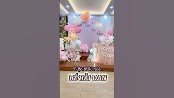 Không gian tiệc thôi nôi tone cam sữa dành cho bé gái với gói trang trí nâng cao 2D. #tiecthoinoi