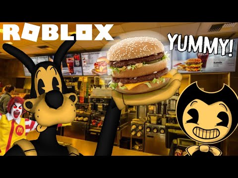 Bendy And Boris Run From Ronald Mcdonald Batim Roblox Youtube - big mac roblox