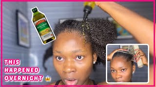 I LEFT OLIVE OIL IN MY HAIR OVERNIGHT,THE RESULT IS AMAZING! #hairoiling #diy