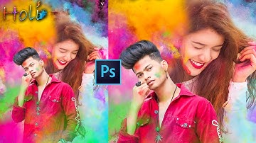 Holi special photo manipulation tutorial  | Holi photo editing in photoshop cc  -  Amit editz