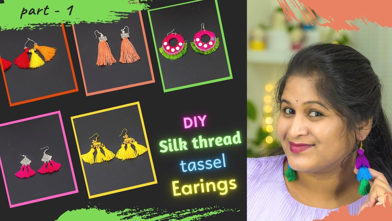 How to make Silk thread earrings? DIY Tassel earrings step by step