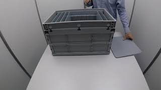 Foldable Euro container with insertable partitions - cardboard plastic insert