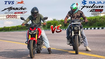 2025 TVS Apache RTR 160 4v vs 2025 Bajaj Pulsar N160 || Drag Race || Unexpected Result