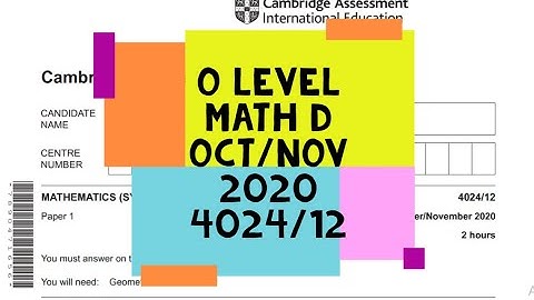 O Level Math D Paper 1 4024/12 Oct/Nov 2020