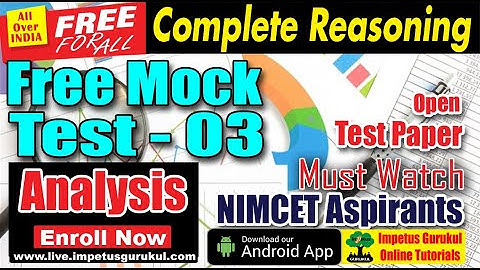 NIMCET Aspirants | Free Mock Test - 03 Paper Solution Reasoning | Assist Your Performance