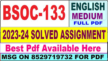 BSOC 133 solved assignment 2023-24 || bsoc 133 solved assignment 2024 in English || bsoc 133 english
