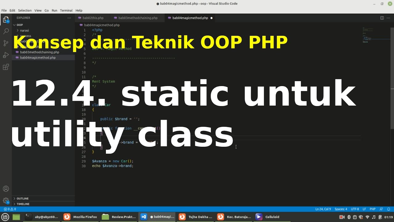 12.4. Konsep dan Teknik OOP PHP: static untuk utility class - YouTube