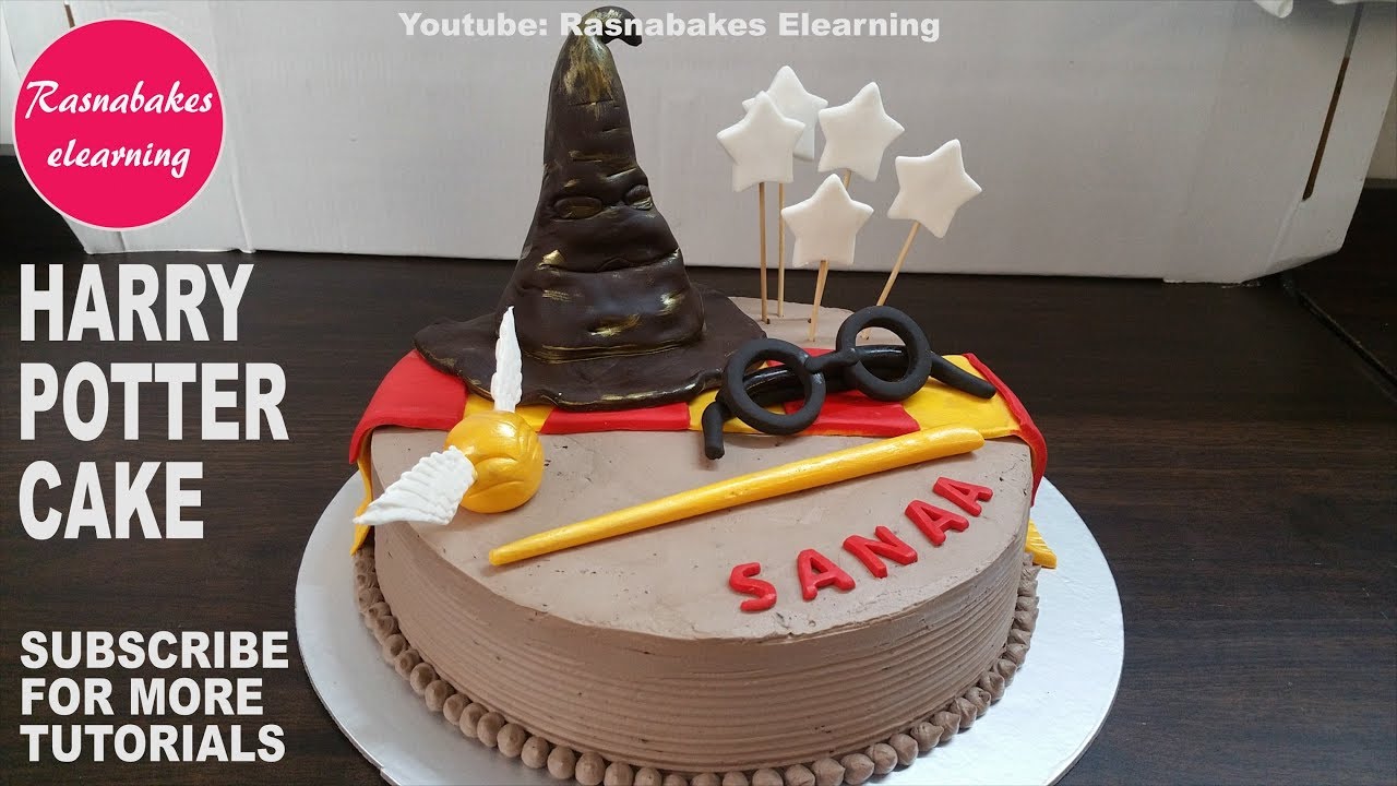 How to: Amazing Harry Potter Cake Design with golden snitch and flowers 