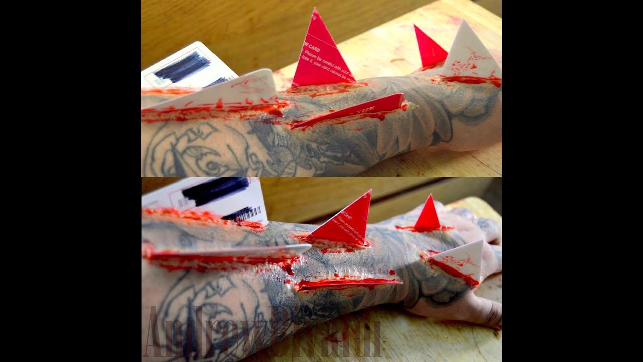 SFX Make Up Arm Impaled By Cards YouTube