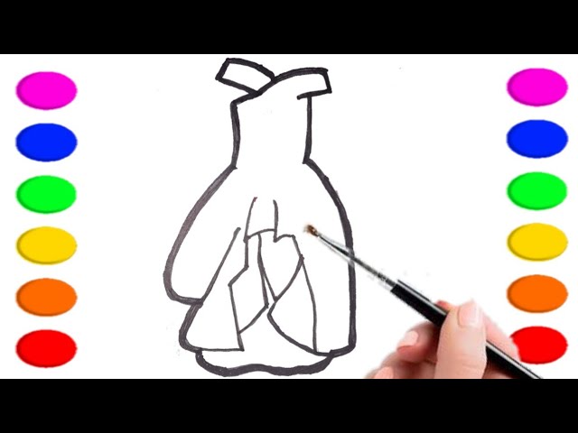 How To Draw A Dress//Doll dress drawing#drawing #colouring #drawingforkids