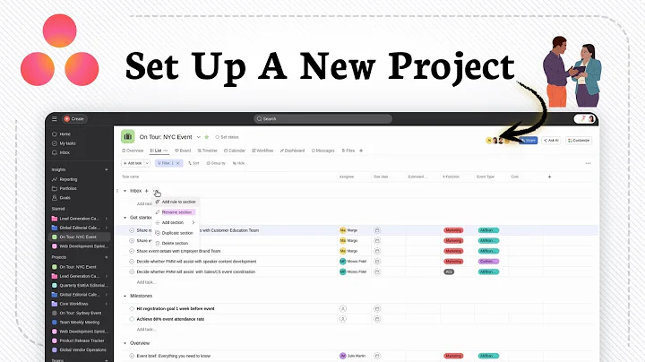 How to set up a new project in Asana