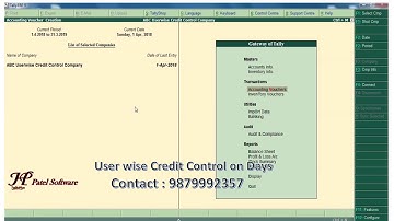 Userwise Credit Control on Days Video