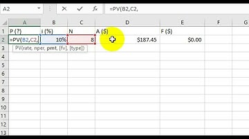 Excel Functions for Engineering Economy | Present Value Function PV When A Given