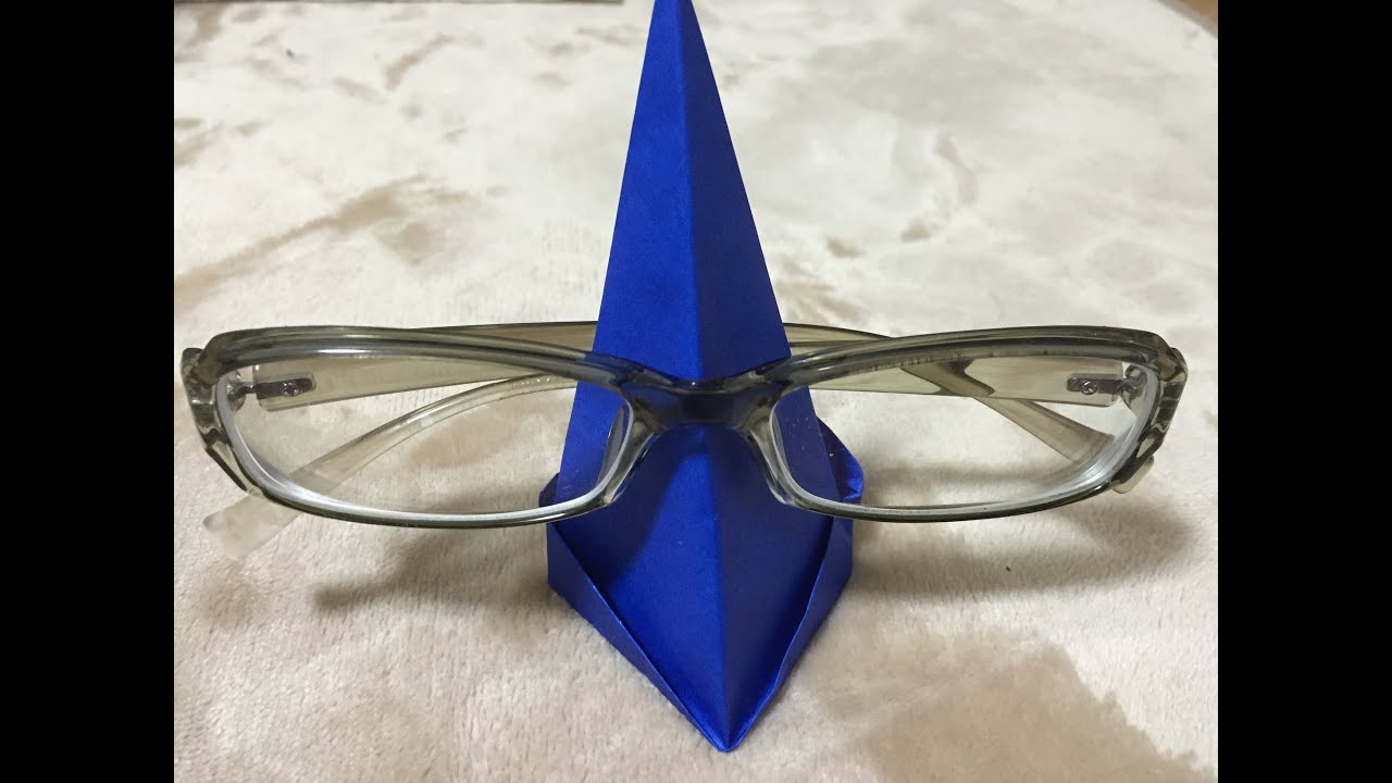 折り紙 メガネ掛けの折り方 オフィスの便利グッズ 作り方 Glasses Holder Youtube